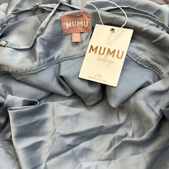 Show Me Your Mumu Tuscany Maxi Slip Dress in Steel Blue Luxe Satin Sz. XXL - Picture 6 of 6